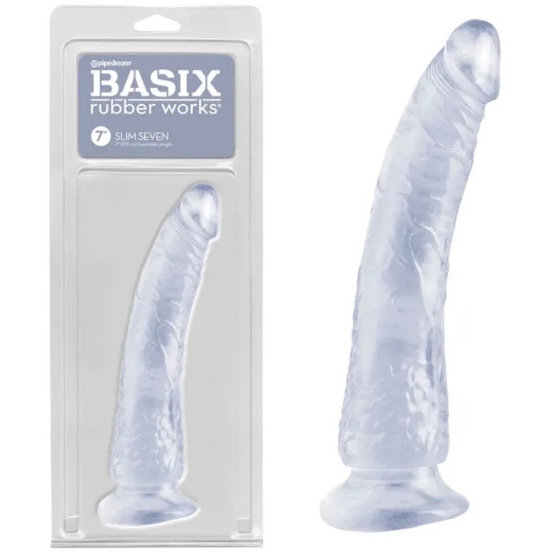 Basix Rubber Works Slim 7-inch Dong - Clear